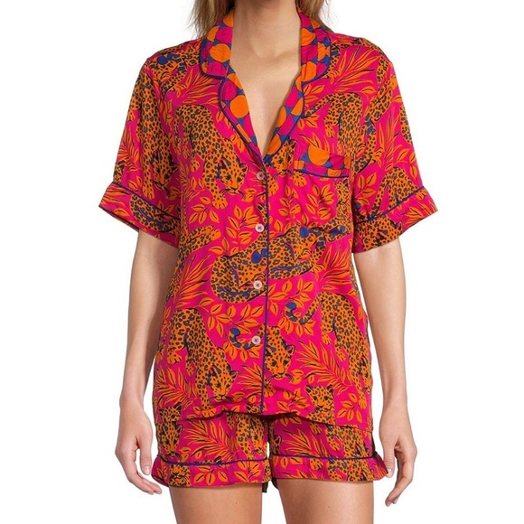 Printfresh Other - Printfresh Bagheera Satin Thermoregulating Short Sleeve Shorty Pajama Set